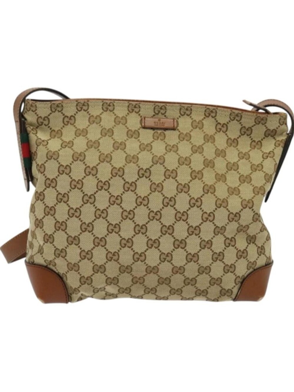 Authentic Gucci GG Supreme Monogram Brown Leather Crossbody/Messenger Bag - Picture 3 of 16